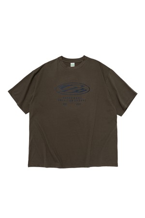 (BIGSIZE) ROUND CIRCLE LOGO SHORT SLEEVE T-SHIRT (KHAKI)