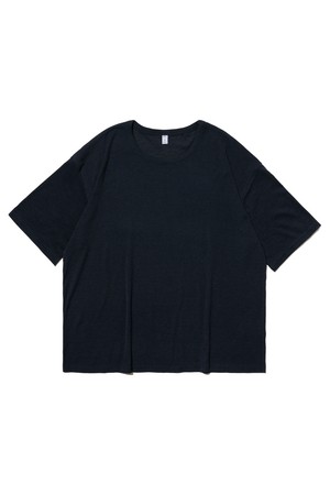 라운드 린넨 반팔티 (네이비)