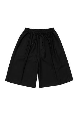 TWO-TUCK WIDE BANDING HALF SLACKS (BLACK)