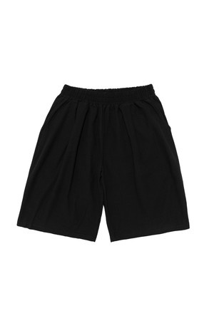 LINEN PINTUCK WIDE SHORTS (BLACK)