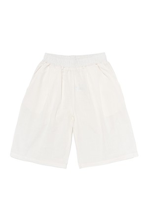 LINEN PINTUCK WIDE SHORTS (WHITE)