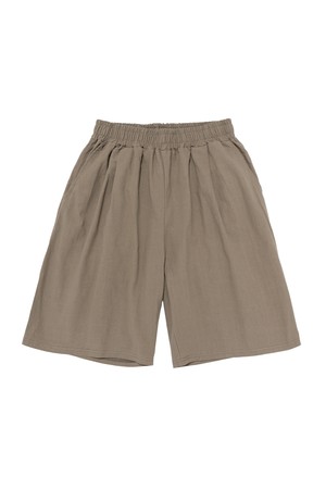LINEN PINTUCK WIDE SHORTS (KHAKI)