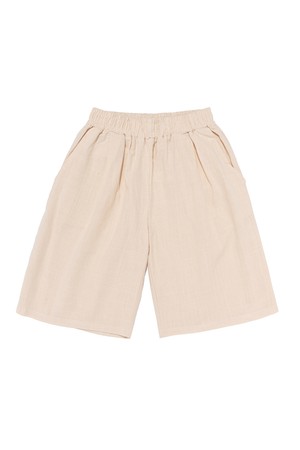 LINEN PINTUCK WIDE SHORTS (BEIGE)