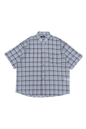 SEERSUCKER CHECK SHORT SLEEVE SHIRT (BLUE)