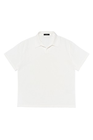 LINEN OPEN COLLAR SHORT SLEEVE SHIRT (WHITE)