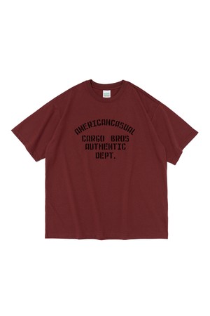 (BIG SIZE) AUTHENTIC LETTERING OVERFIT SHORT SLEEVE T-SHIRT (WINE)