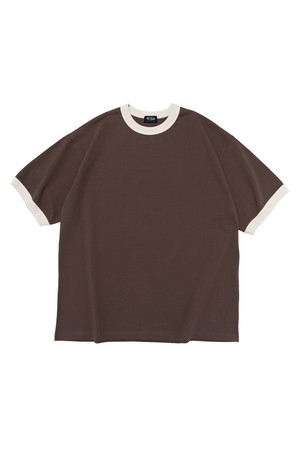 WASHED OVERSIZED RINGER T-SHIRT (BROWN)