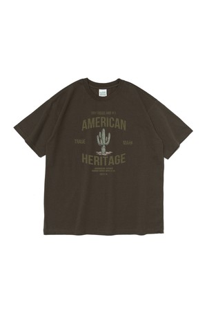 (BIGSIZE) HERITAGE CACTUS GRAPHIC SHORT SLEEVE T-SHIRT (KHAKI)
