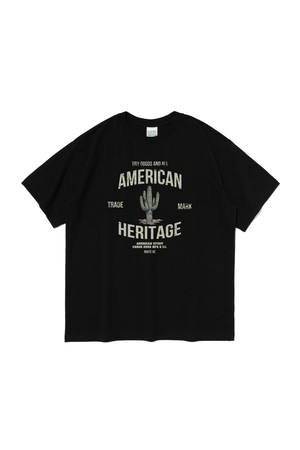 (BIGSIZE) HERITAGE CACTUS GRAPHIC SHORT SLEEVE T-SHIRT (BLACK)