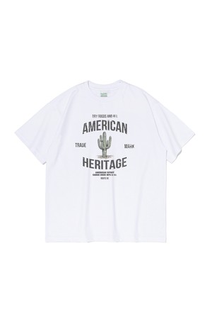 (BIGSIZE) HERITAGE CACTUS GRAPHIC SHORT SLEEVE T-SHIRT (WHITE)