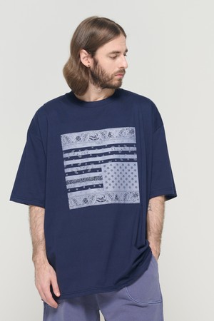 (BIG SIZE) AMERICAN PAISLEY STREET SHORT SLEEVE T-SHIRT (NAVY)