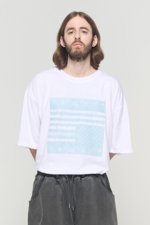 (BIG SIZE) AMERICAN PAISLEY STREET SHORT SLEEVE T-SHIRT (WHITE)