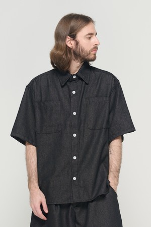 WASHED NON-FADE HALF SHIRT (BLACK)