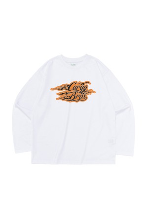 FLAME LOGO GRAPHIC LONG SLEEVE T-SHIRT (WHITE)