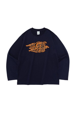 FLAME LOGO GRAPHIC LONG SLEEVE T-SHIRT (NAVY)
