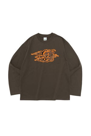 FLAME LOGO GRAPHIC LONG SLEEVE T-SHIRT (KHAKI)