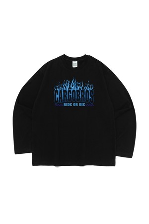 BLUE FLAME LOGO LONG SLEEVE T-SHIRT (BLACK)