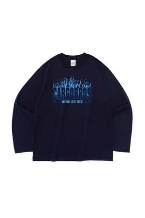 BLUE FLAME LOGO LONG SLEEVE T-SHIRT (NAVY)
