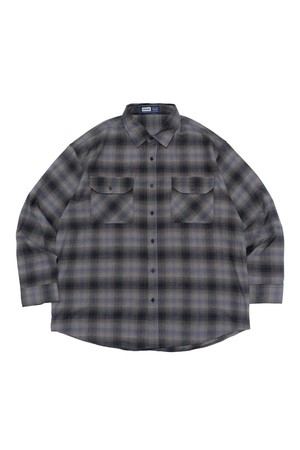 VINTAGE DOUBLE-POCKET OVERSIZED CHECK SHIRT (CHARCOAL)