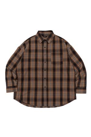 LIGHT OVERSIZED TARTAN CHECK SHIRT (BROWN)