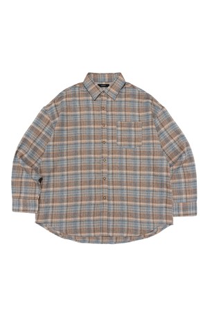 FALL CHECK OVERSIZED SHIRT (BEIGE)