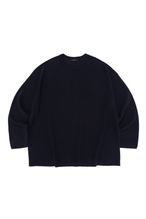 BINDING OVER BOX WAFFLE LONG SLEEVE T-SHIRT  (NAVY)