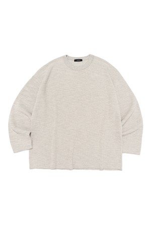 BINDING OVER BOX WAFFLE LONG SLEEVE T-SHIRT  (GRAY)