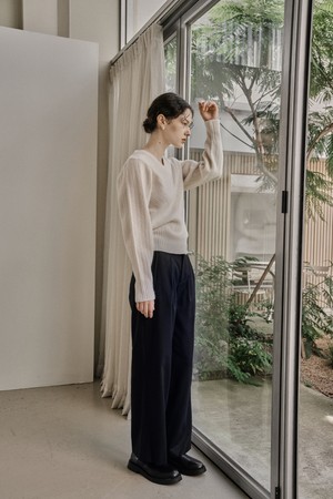 TUCK TWILL PANTS_NAVY