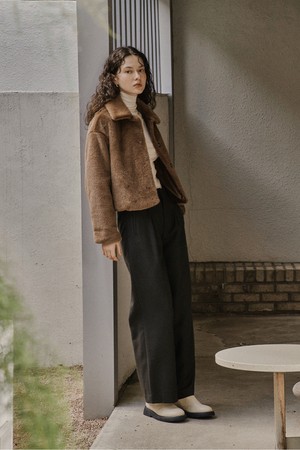 FAKE FUR SHOT COAT_BROWN