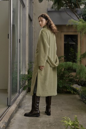 FAKE FUR LONG COAT_GREEN TEA