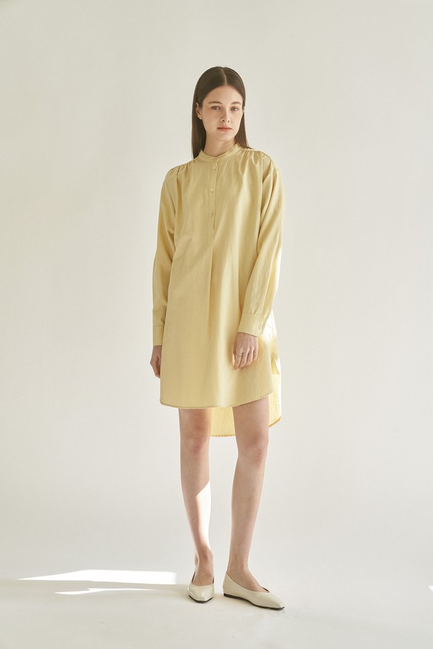 cle - 긴소매 원피스 - NUA COTTON DRES - YELLOW