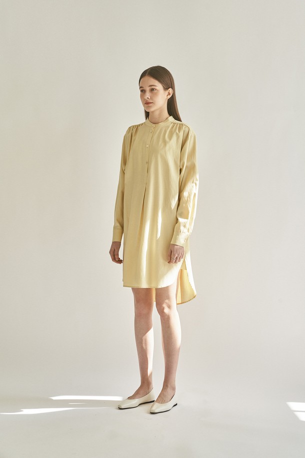 cle - 긴소매 원피스 - NUA COTTON DRES - YELLOW