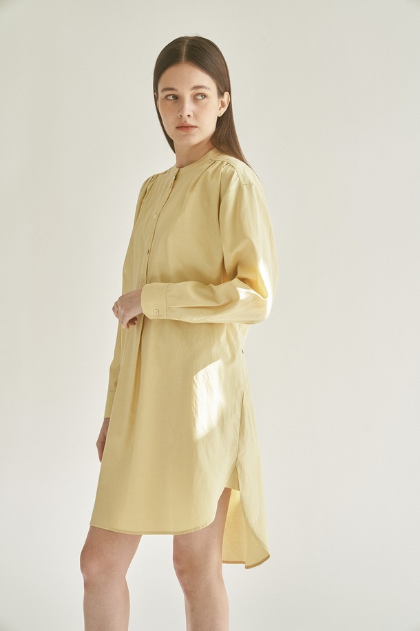 cle - 긴소매 원피스 - NUA COTTON DRES - YELLOW