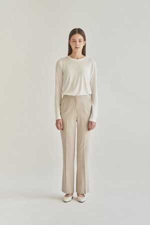 SUMMER WOOL SLIM PANTS - BEIGE