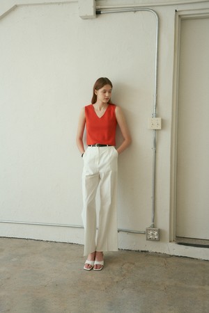 SEMI WIDE COTTON LINEN PANTS_IVORY