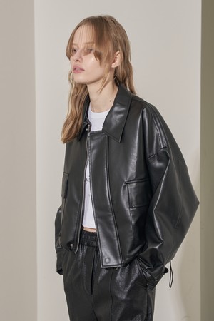 Daily Crop Leather Jacket (Black)