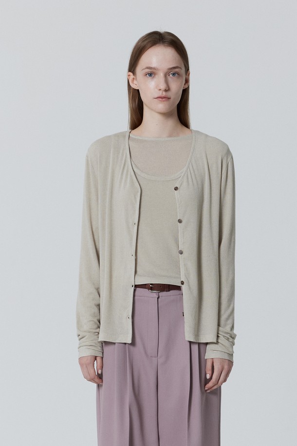 Juliapepe - 가디건 - Fleecy Daily Cardigan_Light gray