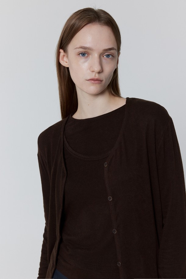 Juliapepe - 가디건 - Fleecy Daily Cardigan_Brown