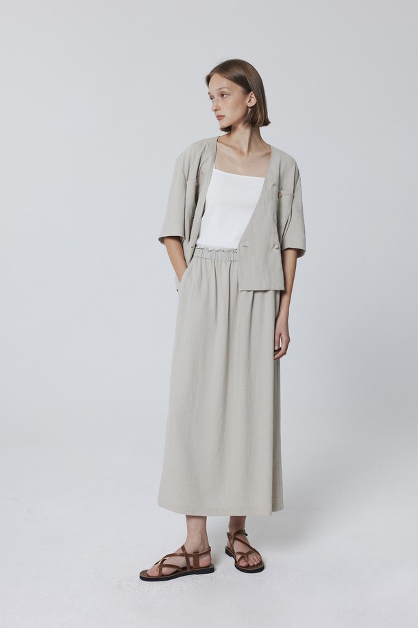 Juliapepe - 자켓 - Collarless Linen Summer Jacket (Cream)