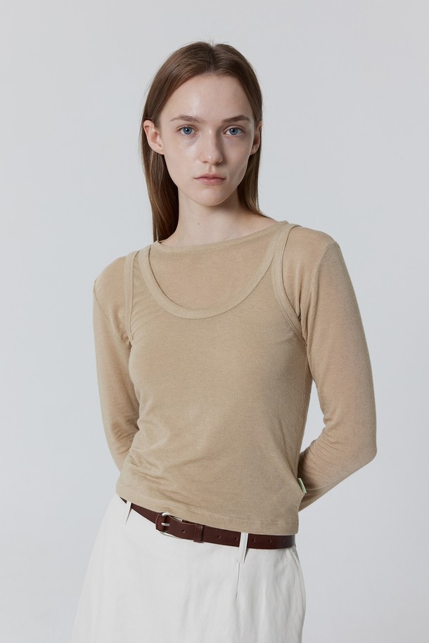 Juliapepe - 베스트 - Unbalanced Fleecey Sleeveless_Wood ash