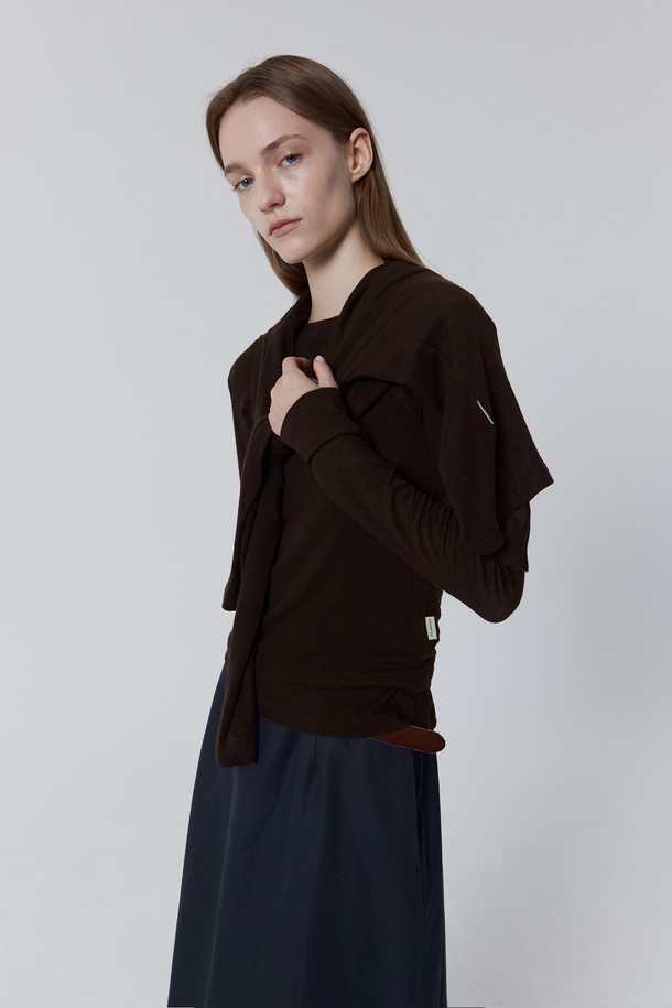 Juliapepe - 가디건 - Fleecy Daily Cardigan_Brown