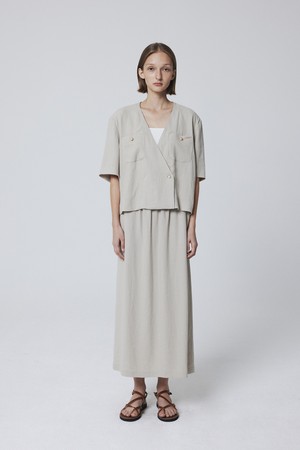 SET Collarless Linen Summer Jacket (Cream)