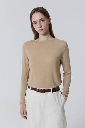 Fleecy Long Sleeve Top_Wood ash