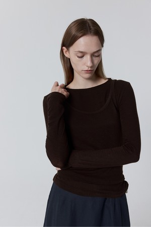 Fleecy Long Sleeve Top_Brown