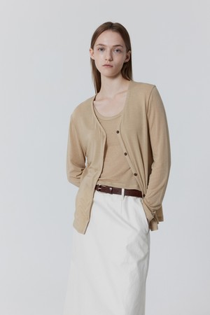 Fleecy Daily Cardigan_Wood ash