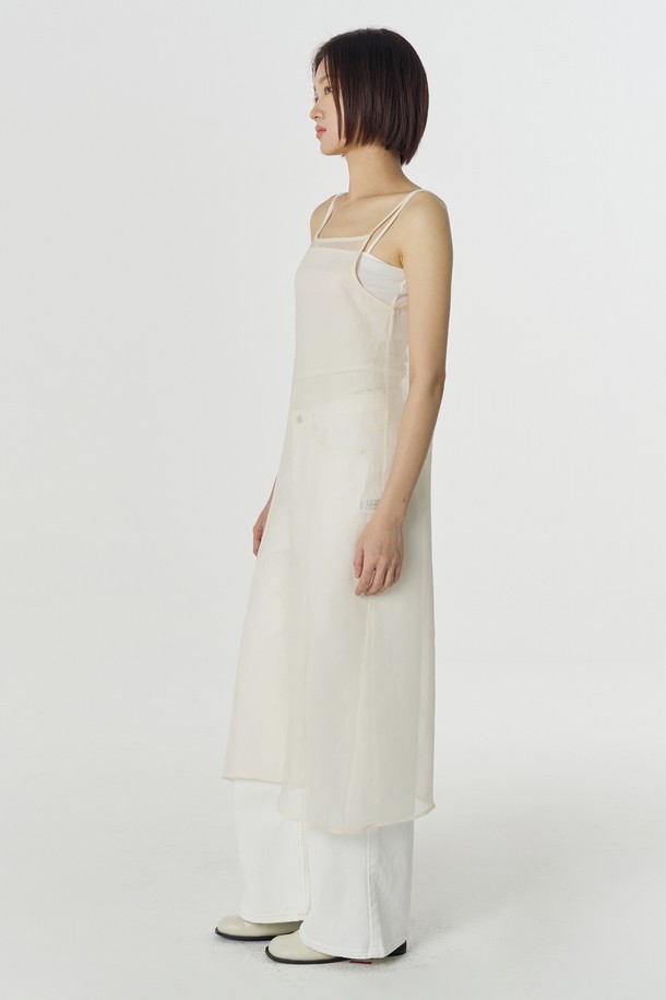 Juliapepe - 민소매 원피스 - Simple See-through Dress (Cream)