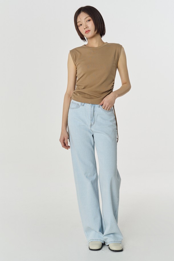 Juliapepe - 민소매티셔츠 - String Sleeveless Top (Brown)