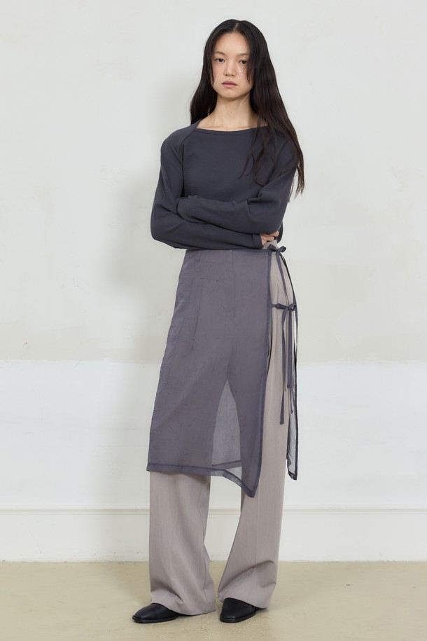 Juliapepe - 롱스커트 - See-through Wrap Skirt (Charcoal)