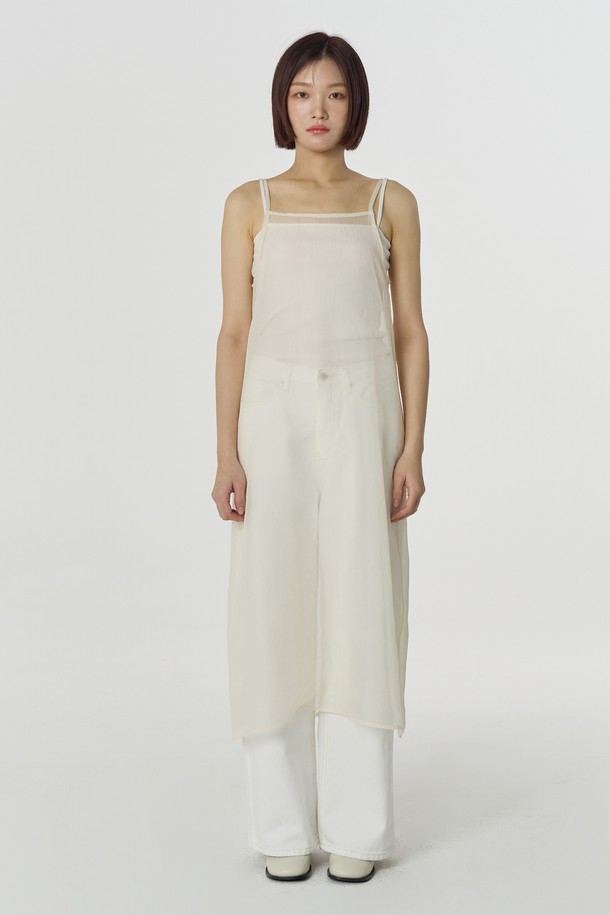 Juliapepe - 민소매 원피스 - Simple See-through Dress (Cream)