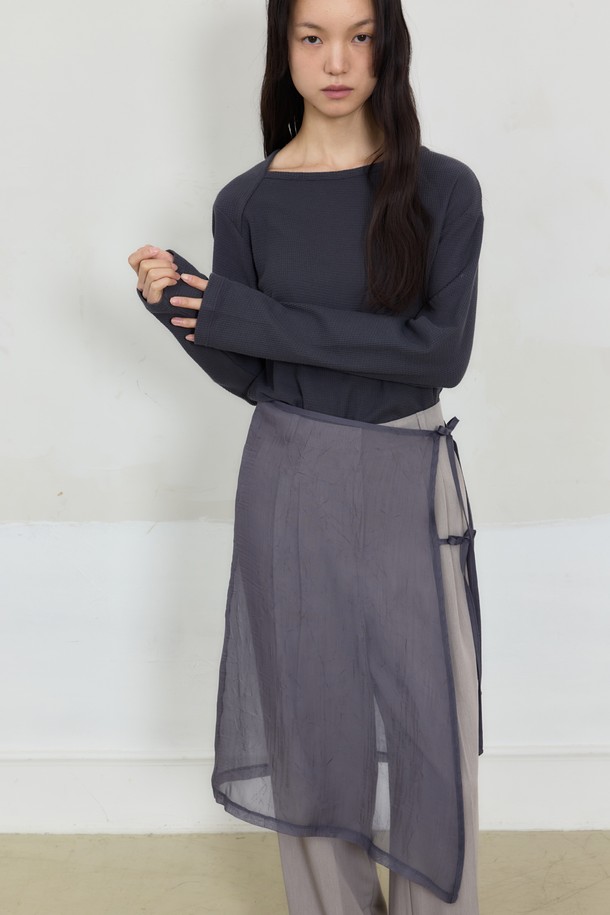 Juliapepe - 긴소매 티셔츠 - Long Sleeve Waffle Tee (Charcoal)